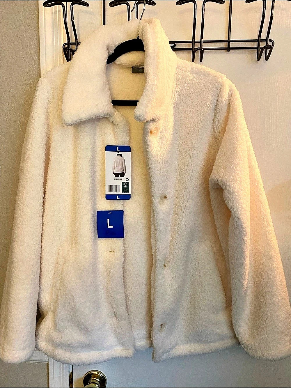 NWT 32 Degrees Heat Faux Fur Teddy Sherpa Jacket Large Cream
